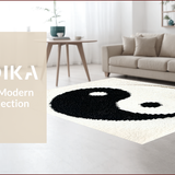 Ultra Soft Area Rug, Non Slip, Stain Resistant, Washable Area Rugs for Living Room, Bedroom, Harmony Symbol Aesthetic Bathroom Washable Carpet(Black)
