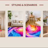 Ultra Soft Area Rug, Non Slip, Stain Resistant, Washable Area Rugs for Living Room, Bedroom, Playful Rainbow Swirl Aesthetic(Orange)