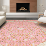 Ultra Soft Area Rug, Non Slip, Stain Resistant, Washable Area Rugs for Living Room, Bedroom, Modern Elegant Symmetrical Composition(Pink)
