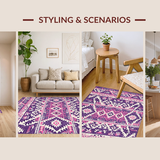 Ultra Soft Area Rug, Non Slip, Stain Resistant, Washable Area Rugs for Living Room, Bedroom, Artful Pink and Gold Design Fusion(Purple)