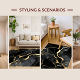 Ultra Soft Area Rug, Non Slip, Stain Resistant, Washable Area Rugs for Living Room, Bedroom, Elegant Contemporary Pattern(Black)