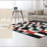 Ultra Soft Area Rug, Non Slip, Stain Resistant, Washable Area Rugs for Living Room, Bedroom, Artistic Fluffy Shagged Diamond Arrangement(Black)