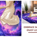 Ultra Soft Area Rug, Non Slip, Stain Resistant, Washable Area Rugs for Living Room, Bedroom, Whimsical Starry Night Illusion(Purple)