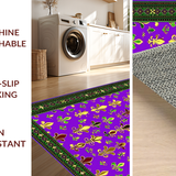 Ultra Soft Area Rug, Non Slip, Stain Resistant, Washable Area Rugs for Living Room, Bedroom, Chic Green Medallion Design(Purple)