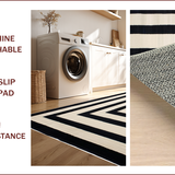 Ultra Soft Area Rug, Non Slip, Stain Resistant, Washable Area Rugs for Living Room, Bedroom, Rustic Neutral Geometric Composition(Black)