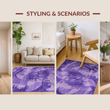 Ultra Soft Area Rug, Non Slip, Stain Resistant, Washable Area Rugs for Living Room, Bedroom, Delicate Ethereal Cloud Motif(Purple)