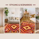 Ultra Soft Area Rug, Non Slip, Stain Resistant, Washable Area Rugs for Living Room, Bedroom, Lively Southwest Inspired Pattern(Red)