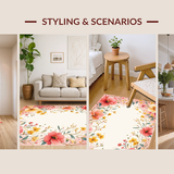 Ultra Soft Area Rug, Non Slip, Stain Resistant, Washable Area Rugs for Living Room, Bedroom, Dreamy Soft Hued Botanical Style(Pink)
