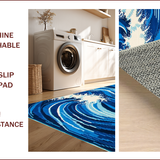 Ultra Soft Area Rug, Non Slip, Stain Resistant, Washable Area Rugs for Living Room, Bedroom, Serene Blue Tidal Pattern(Blue)