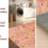 Ultra Soft Area Rug, Non Slip, Stain Resistant, Washable Area Rugs for Living Room, Bedroom, Elegant Soft Pastel Leaf Design(Orange)