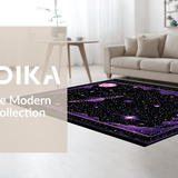Ultra Soft Area Rug, Non Slip, Stain Resistant, Washable Area Rugs for Living Room, Bedroom, Cosmic Whimsical Star Motif(Purple)