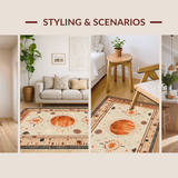 Ultra Soft Area Rug, Non Slip, Stain Resistant, Washable Area Rugs for Living Room, Bedroom, Contemporary Lattice Line Aesthetics(Orange)