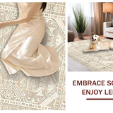 Ultra Soft Area Rug, Non Slip, Stain Resistant, Washable Area Rugs for Living Room, Bedroom, Rustic Vintage Diamond Print(Beige)