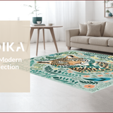 Ultra Soft Area Rug, Non Slip, Stain Resistant, Washable Area Rugs for Living Room, Bedroom, Green Tiger Living Room Area Carpet Vibrant Thin Design(Gray)
