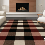 Ultra Soft Area Rug, Non Slip, Stain Resistant, Washable Area Rugs for Living Room, Bedroom, Playful Vintage Plaid Seasonal Touch(Brown)