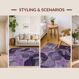 Ultra Soft Area Rug, Non Slip, Stain Resistant, Washable Area Rugs for Living Room, Bedroom, Rustic Ogee Print Aesthetic(Purple)