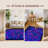 Ultra Soft Area Rug, Non Slip, Stain Resistant, Washable Area Rugs for Living Room, Bedroom, Eclectic Purple and Blue Palette(Blue)