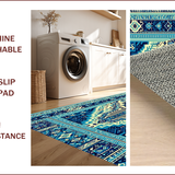 Ultra Soft Area Rug, Non Slip, Stain Resistant, Washable Area Rugs for Living Room, Bedroom, Boho Tribal Distressed Living Room Carpet(Blue)