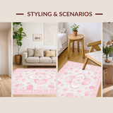Ultra Soft Area Rug, Non Slip, Stain Resistant, Washable Area Rugs for Living Room, Bedroom, Vibrant Coral Seaside Charm(Pink)