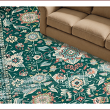 Ultra Soft Area Rug, Non Slip, Stain Resistant, Washable Area Rugs for Living Room, Bedroom, Vintage Floral Boho Charm(Green)