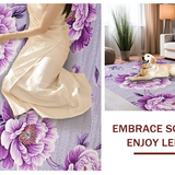 Ultra Soft Area Rug, Non Slip, Stain Resistant, Washable Area Rugs for Living Room, Bedroom, Luxurious Peony Artful Motif(Purple)