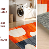 Ultra Soft Area Rug, Non Slip, Stain Resistant, Washable Area Rugs for Living Room, Bedroom, Dynamic Orange Tiled Composition(Orange)