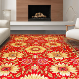 Ultra Soft Area Rug, Non Slip, Stain Resistant, Washable Area Rugs for Living Room, Bedroom, Chic Modern Floral Aesthetic(Red)