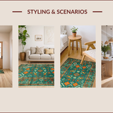 Ultra Soft Area Rug, Non Slip, Stain Resistant, Washable Area Rugs for Living Room, Bedroom, Chic Distressed Ethnic Pattern(Green)