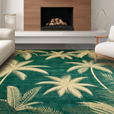 Ultra Soft Area Rug, Non Slip, Stain Resistant, Washable Area Rugs for Living Room, Bedroom, Chic Earthy Palm Tree Motif(Green)