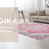 Ultra Soft Area Rug, Non Slip, Stain Resistant, Washable Area Rugs for Living Room, Bedroom, Whimsical Lattice Print Elegance(Pink)