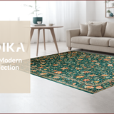 Ultra Soft Area Rug, Non Slip, Stain Resistant, Washable Area Rugs for Living Room, Bedroom, Botanical Shaggy Earthy Charm(Green)