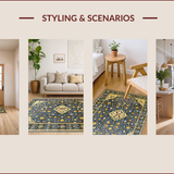 Ultra Soft Area Rug, Non Slip, Stain Resistant, Washable Area Rugs for Living Room, Bedroom, Neutral Toned Medallion Pattern(Blue)