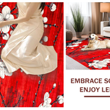 Ultra Soft Area Rug, Non Slip, Stain Resistant, Washable Area Rugs for Living Room, Bedroom, Charming Red and White Blossom Style(Red)