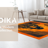 Ultra Soft Area Rug, Non Slip, Stain Resistant, Washable Area Rugs for Living Room, Bedroom, Striking Orange Graphic Aesthetic(Orange)