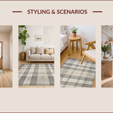 Ultra Soft Area Rug, Non Slip, Stain Resistant, Washable Area Rugs for Living Room, Bedroom, Elegant Neutral Plaid Aesthetic(Beige)