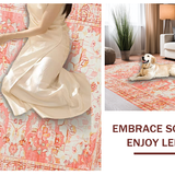 Ultra Soft Area Rug, Non Slip, Stain Resistant, Washable Area Rugs for Living Room, Bedroom, Elegant Subtle Textured Motif(Pink)