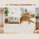 Ultra Soft Area Rug, Non Slip, Stain Resistant, Washable Area Rugs for Living Room, Bedroom, Contemporary Cozy Knit Aesthetic(Beige)