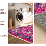 Ultra Soft Area Rug, Non Slip, Stain Resistant, Washable Area Rugs for Living Room, Bedroom, Whimsical Boho Medallion Retreat(Pink)