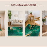 Ultra Soft Area Rug, Non Slip, Stain Resistant, Washable Area Rugs for Living Room, Bedroom, Emerald Green Abstract Elegance(Green)