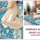 Ultra Soft Area Rug, Non Slip, Stain Resistant, Washable Area Rugs for Living Room, Bedroom, Coastal Elegance Floral Motif(Blue)