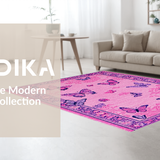 Ultra Soft Area Rug, Non Slip, Stain Resistant, Washable Area Rugs for Living Room, Bedroom, Whimsical Pink Butterfly Delight(Pink)