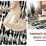 Ultra Soft Area Rug, Non Slip, Stain Resistant, Washable Area Rugs for Living Room, Bedroom, Zebra Stripe Woven Rug, Graphic Floor Art, Ebony and Ivory Accent Carpet(Black)