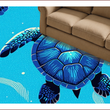 Ultra Soft Area Rug, Non Slip, Stain Resistant, Washable Area Rugs for Living Room, Bedroom, Modern Sea Turtle Coastal Bedroom Low Pile Rug(Blue)