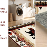 Ultra Soft Area Rug, Non Slip, Stain Resistant, Washable Area Rugs for Living Room, Bedroom, Southwest Wildlife Ethnic Pattern(Beige)