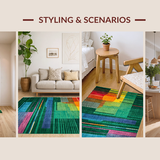 Ultra Soft Area Rug, Non Slip, Stain Resistant, Washable Area Rugs for Living Room, Bedroom, Rustic Soft Geometric Lines(Green)