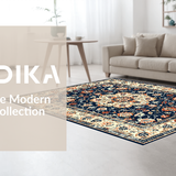 Ultra Soft Area Rug, Non Slip, Stain Resistant, Washable Area Rugs for Living Room, Bedroom, Bright Floral Lattice Visual(Blue)