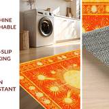 Ultra Soft Area Rug, Non Slip, Stain Resistant, Washable Area Rugs for Living Room, Bedroom, Vibrant Sunburst Abstract Design(Orange)