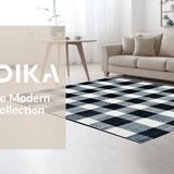 Ultra Soft Area Rug, Non Slip, Stain Resistant, Washable Area Rugs for Living Room, Bedroom, Black and White Plaid Outdoor Area Rug(Black)