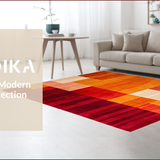 Ultra Soft Area Rug, Non Slip, Stain Resistant, Washable Area Rugs for Living Room, Bedroom, Fiery Abstract Geometric Expressions(Red)
