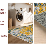 Ultra Soft Area Rug, Non Slip, Stain Resistant, Washable Area Rugs for Living Room, Bedroom, Rustic Earthy Patterned Elegance(Yellow)
